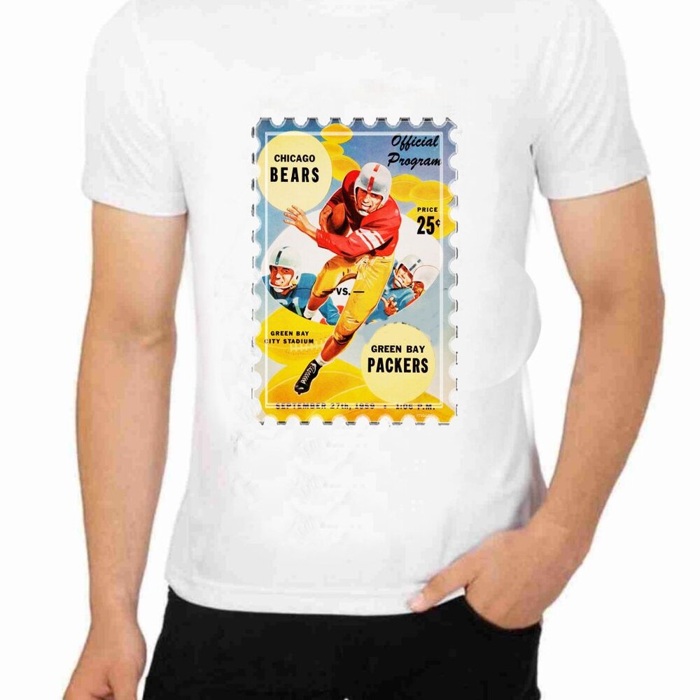 Chicago Bears Vs Packer Program Art t-Shirt Sizes Small through XL New polycotto
